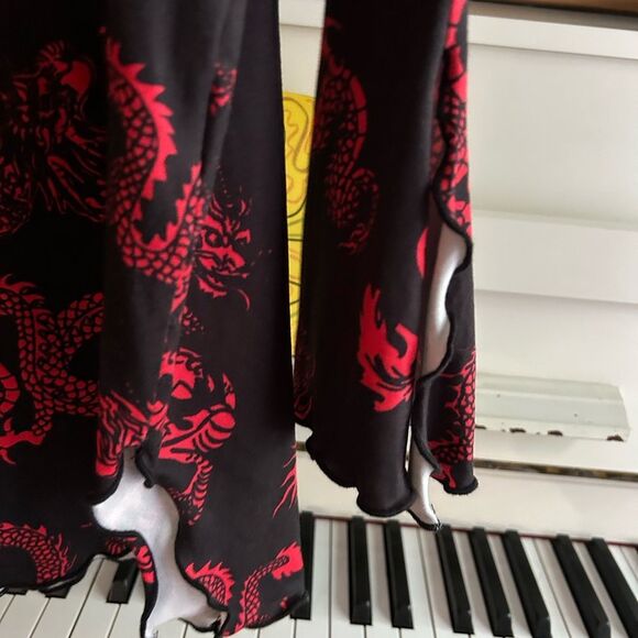 SHEIN Black and Red Dragon Print Midi Dress XS - Picture 9 of 15